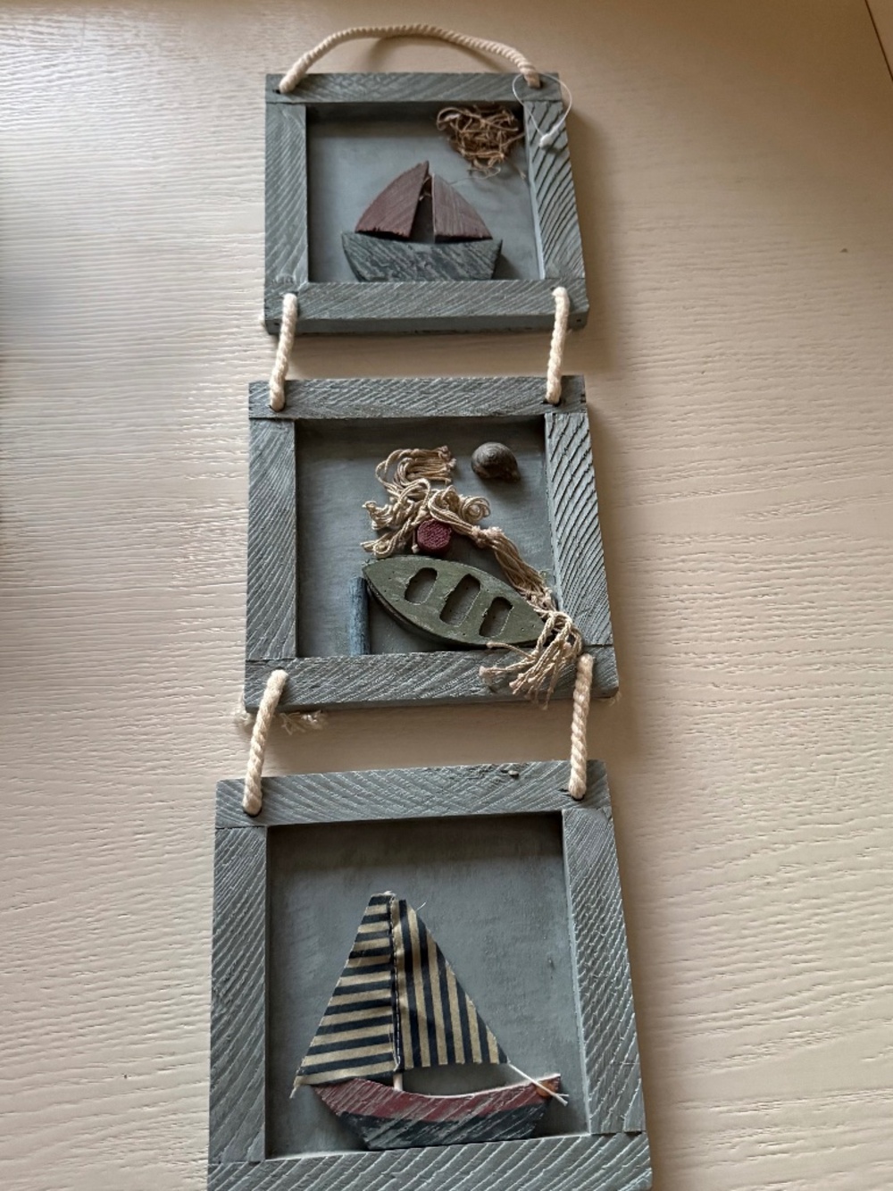 Rustic Nautical Sailboat 3-Panel Hanging Wall Decor